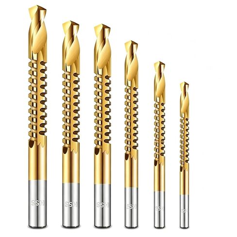 6Pcs Twist Drill Bit Set,3-8Mm Serrated Side Cutting Drill Bit, Woodworking Drilling Tool, Electric Drill Drilling Tool, Suitable for Plastic, Metal, Wood in Kuwait