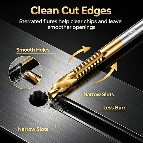 6Pcs Twist Drill Bit Set,3-8Mm Serrated Side Cutting Drill Bit, Woodworking Drilling Tool, Electric Drill Drilling Tool, Suitable for Plastic, Metal, Wood in Kuwait