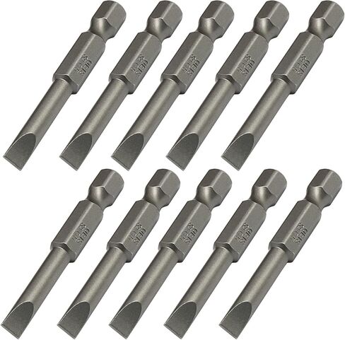 SL5 Magnetic Slotted Screwdriver Bits, 1/4 Inch, 2 Inch | 10 Pcs, Flat Head, Hex Shank, Power Drilling, DIY Projects and Professional Use in Kuwait
