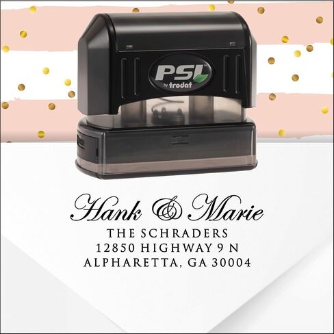 Address Stamp, Self Inking Return Address Stamper, Custom Personalized, Pre Inked with Black Ink, Edwardian Script, 4 Lines in Saudi Arabia