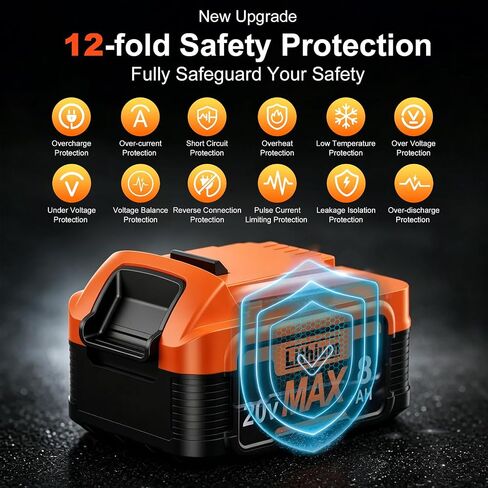 New Model 8.0Ah Replacement Dewalt 20V Lithium Ion Battery and Charger for Max Batteries DCB200 DCB205-2 DCB206 DCB204 DCB203 DCB208 Compatible with Dewalt 20V Cordless Power Tools in Saudi Arabia