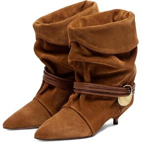 Seborluys Slouchy Kitten Heel Ankle Boots Wide Calf Slouch Cowboy Boots Fold Over Pointed Toe Low Kittens Heel Slip On Slouch Boho Causal Dressy Comfortable Short Booties in Kuwait