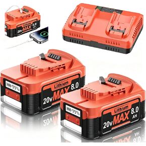 8.0Ah 2026 New Upgraded Replacement for Dewalt 20V Max Battery, 65W PD Type-C Bidirectional Charging LCD Display LED Light, Compatible with 20 Volt DCB203 DCB204 DCB205 DCB206 Cordless Power Tools in Kuwait