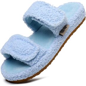 Womens Open Toe Adjustable Memory Foam Slip On Fuzzy Slipper,Orthotic Slippers with Arch Support,Indoor House Shoes Comfy Gift in Kuwait