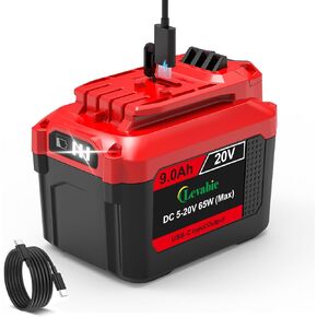 【USB-C Fast Charge】 20V9.0AH Replacement for Craftsman 20V Battery with 65W Type-C Input/Output Port, Compatible with Craftsman V20 Battery CMCB204, CMCB205, CMCB206, CMCB209, CMCB202, CMCB201 in Kuwait