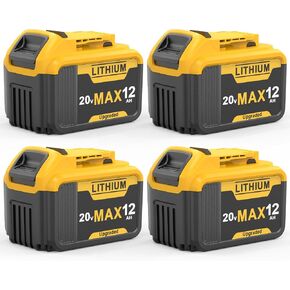 4 Packs 12.0Ah Battery Replacement for Dewalt 20V Max Battery Compatible with 20 Volt Dewalt Batteries Cordless Power Tools DCB200 DCB201 DCB204 DCB205 DCB206 DCB207 in Kuwait