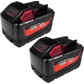 DZEKO 12Ah 15Cells 2Packs Replacement Battery for Milwaukee 18V Battery M18 Compatible with Milwaukee 18V Power Tools and Chargers in Kuwait