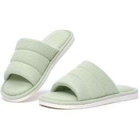 Summer House Slippers for Women, Open Toe Womens Slippers | Cozy, Comfort, Soft, Memory Foam, Slip On， Rubber, Indoor Outdoor, Bedroom, Home, House Shoes Gifts for Womens Her Mom in Kuwait
