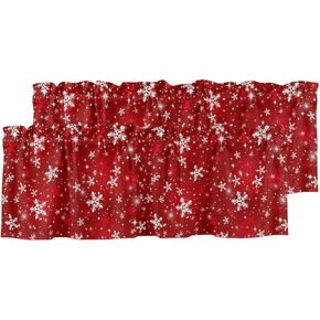 Huotupsine 2 Pack Valances for Window, Blue Snowflake Christmas Short Curtains for Kitchen Bedroom Living Room, Winter Xmas Snowflake Rod Pocket Small Window Treatment Valance Drapes 42 x 12 Inch in Saudi Arabia