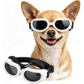 Dog Sunglasses Small Breed, UV Protection Small Dog Goggles, Wind Dust Proof Small Goggles with Adjustable Straps, Clear in Saudi Arabia
