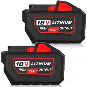 15.0Amps 48-11-1852 Replacement for Milwaukee 18V Battery (Red-2PC) | Compatible with Milwaukee 18V Batteries Fuel Grinder,Impact Driver,Chainsaw,Sawzall in Kuwait