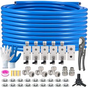 200FT ×1/2" Compressed Air Line Kit, HDPE-Aluminum Piping Leak-Proof | Shop Air Line Kit, Garage Rapid Air System, Air Compressor Hose Kit Easy to Install in Kuwait