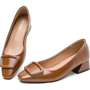 Women's Low Chunky Block Heel Pumps Square Toe Pumps Shoes in Kuwait