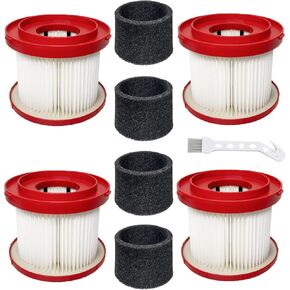 4 Pack HEPA Filter Replacement Kit, Compatible with 49-90-1900 Wet/Dry Vacuum Cleaners, Includes 4 Filters, 4 Foam Sleeves & 1 Cleaning Brush, Washable Reusable in Kuwait