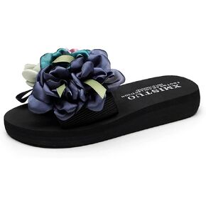 KUUTGG Flowers Flat Slide Sandals For Womens Open Toe Slip On Summer Beach Comfy Low Heels Fashion Dressy Slippers in Kuwait