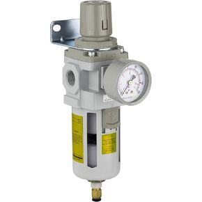 PneumaticPlus SAW400-N04BDG Compressed Air Filter Regulator Piggyback Combo 1/2" NPT - Poly Bowl, Auto Drain, Bracket, Gauge in Kuwait