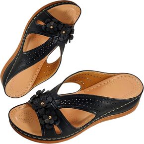 Comfortable Sandals for Women Wedge Shoes with Floral Cut, Slip On Dressy Summer Comfortable Slides Sandals Casual Memory Foam Platform Shoes for Beach, Poolside All-Season Footwear Massage Sandals in Saudi Arabia