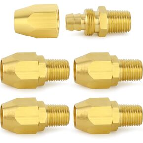ChillWaves Brass Air Reusable Replacement Fitting，Hose-End Repair Fitting 1/4" ID Polyurethane Hose（1/4" Barb）x 1/4" NPT Rigid(5-PACK) in Kuwait