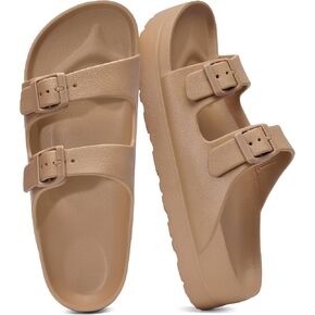 shevalues Women’s Platform Sandals with Arch Support Comfortable EVA Slides | Lightweight Rubber Sandals with Adjustable Double Buckle, Chunky Slip-On Recovery Slides for Summer Beach,Brown 41 in Saudi Arabia