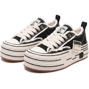 Retro Platform Canvas Sneakers for Women,2.16Inch Chunky Thick Sole, Comfy Aesthetic Lace Up Tennis Shoes for Casual Daily Walking and Streetwear Fashion in Kuwait