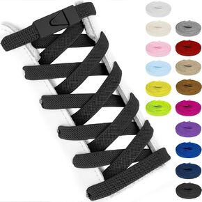 Lacesgian 5/16'' (8mm) Flat Elastic No-Tie Shoelaces for Sneakers, 140cm Long Replacement Shoe Strings for Adults and Kids in Saudi Arabia