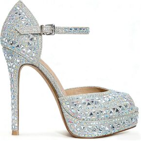 Women's High Heels 4.5 Inch Sexy Stiletto Heel Sandals Ankle Strap Peep Toe Platform Pumps Wedding Shoes for Dress Bridal Party Evening Heels in Saudi Arabia