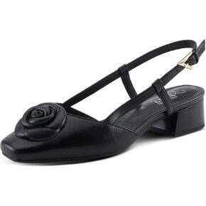 Azura Women's ANGELICISH Buckle Shoes - Smooth Leather, Central Flower Applique, Sturdy Block Heel in Kuwait