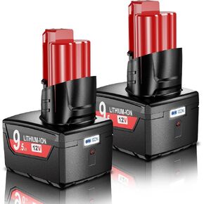 Advanced LCD Display 9.5Ah Replacement for Milwaukee M12 Battery Compatible with M12 Power Cordless Tools & 100% Compatible with All Milwaukee Original Charger in Kuwait