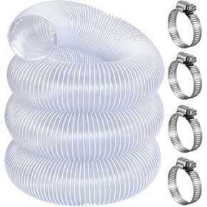 Heavy Duty Dust Collection Hose 2" × 5 ft PVC Collector Hose & Clamps | 2 inch Thicken Flexible Clear Wire Tubing Duct Collector Hoses for Fume Debris Band Saw Jointer Wood Shop, with 4 Clamps in Saudi Arabia
