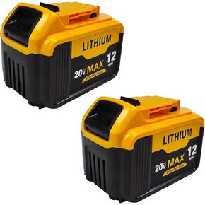 12.0Ah 2-Pack Replacement Battery for Dewalt 20V Max Battery Tools Compatible with DCB200, DCB206, DCB204, DCB203 Series & More, High Capacity Power Cells for Cordless Drills, Saws in Kuwait