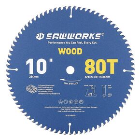 SawWorks 7-1/4" 60T Thin Kerf Circular Saw Blade Woodworking Fine Finish | Tungsten Carbide ATB Cutting Teeth, Finish, Trim Cuts for Woodworkers, Cabinet Makers. Fits 5/8" Arbor Saws. in Kuwait