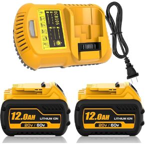 12.0Ah Replacement for Dewalt 20V/60v Flexvolt Battery and DCB105 Charger | Compatible with Dewalt 20V/60V Max Battery DCB606 DCB609-2 DCB606-2 DCB612 in Kuwait