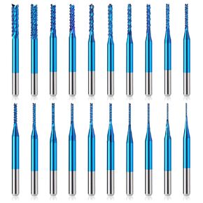 20Pcs 0.6-3.175mm CNC Router Bit Set, 1/8" Shank Nano Blue Coat Carbide Engraving End Milling Cutter Rotary Burrs Tool in Kuwait