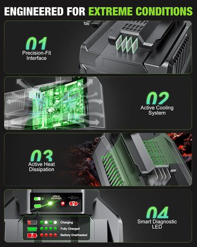 56V 4.0A Fast Battery Charger Replacement for EGO 56V Battery Charger CH2100 CH5500 CH8000 Series, Compatible with EGO 56V Battery BA1400T BA2800T BA4200T BA5600T in Kuwait