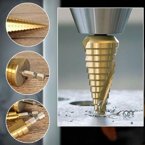 Universal Precision Titanium-Coated HSS Step Drill Bit Set 3pc for Metal, Wood & Plastic Drilling in Kuwait