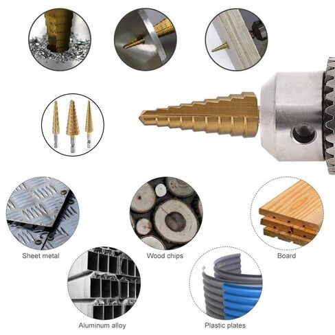 Universal Precision Titanium-Coated HSS Step Drill Bit Set 3pc for Metal, Wood & Plastic Drilling in Kuwait