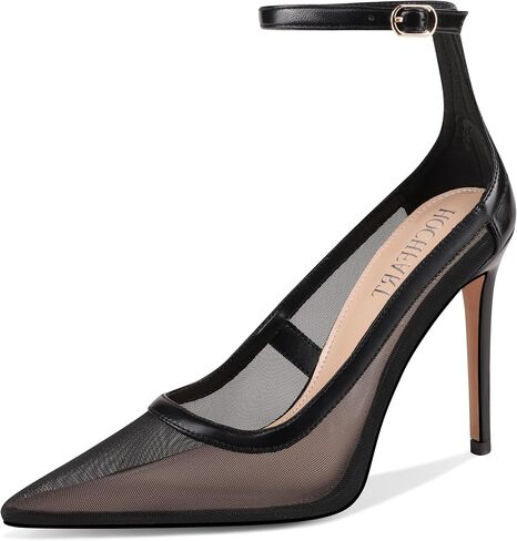 HOCHFART Women's Closed Toe Mesh Heels Ankle Strap Pointed Toe Pumps Stiletto High Heels Dressy Sandals Sexy Wedding Party in Kuwait