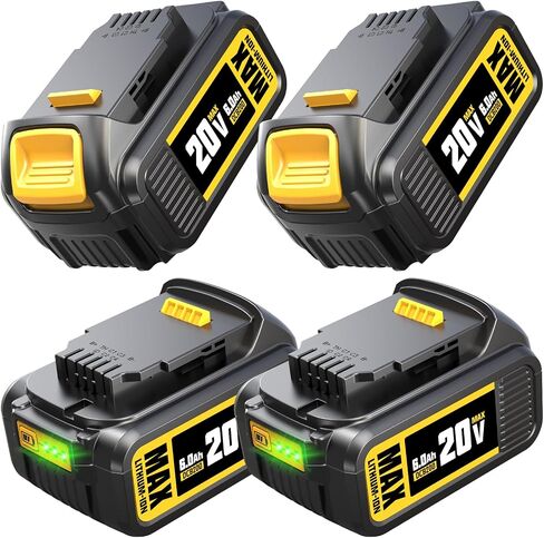 YHR 20V 6000mAh DCB200 Replacement Battery for Dewalt 20V Battery DCB200 DCB206 DCB207 Drill Tools with LED Indicator(4 Pack) in Saudi Arabia