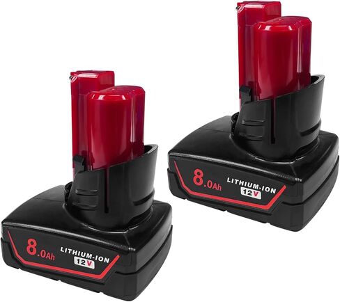 DZEKO 8Ah 2 Packs Replacement Battery for Milwaukee 12V Battery M12 Compatible with Milwaukee 12V Power Tools and Chargers in Kuwait