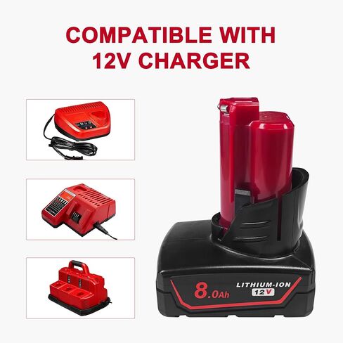 DZEKO 8Ah 2 Packs Replacement Battery for Milwaukee 12V Battery M12 Compatible with Milwaukee 12V Power Tools and Chargers in Kuwait