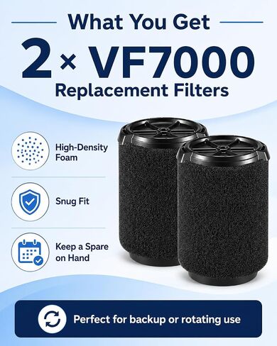 VF7000 Replacement Filter for Ridgid Shop Vacuums 5-20 Gallon, 2 Pack | Wet Application Filter for Ridgid Wet Dry Vac, Wet Pick Up Filter for Husky Shop Vacuum Cleaner 6-9 Gal, Shop Vac Wet Filter in Kuwait