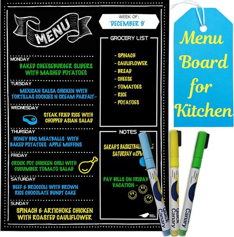 Magnetic Meal Planner for Refrigerator - Dry Erase Menu Board for Kitchen - 16x12" Grocery List Whiteboard with 3 Markers & Eraser - Easy-to-Clean Fridge Calendar in Saudi Arabia