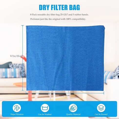 8 Pack 25-1217 Filter Replacement for Stanley Bauer 3 Gallon Shop Vac Filter 1952E-B3 - with 3 Retaining Bands in Kuwait