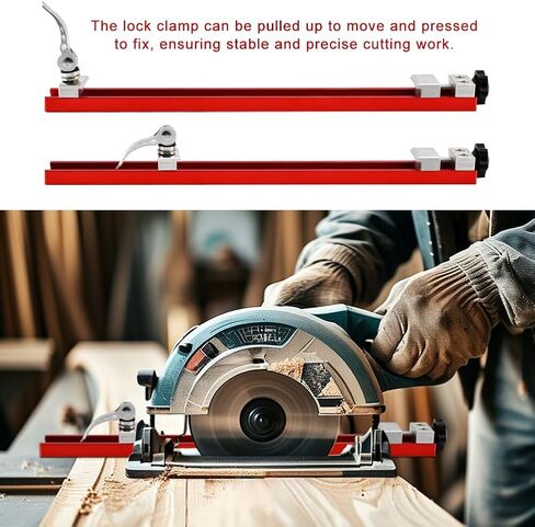 Circular Saw Guide Rail Fits 12" Saw Base, Aluminum Precision Adjustable Cutting Machine Base Guide for Woodworking, Electric Circular Guid-e Clamp for Cutting and Milling Tasks in Kuwait