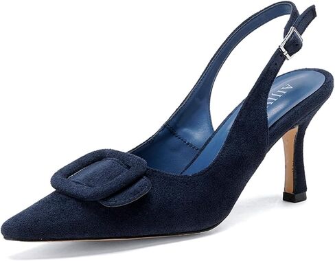 Womens Pointed Toe Slingback Kitten Heels Slip on Kitten Heel Pumps Formal Dress Shoes Sling Back Heels with Buckle for Women Work Office in Kuwait