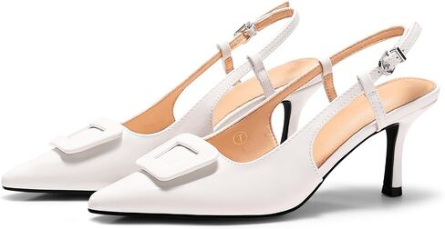 Coutgo Womens Slingback High Heels Closed Pointed Toe Pumps Ankle Strap Work Dress Shoes in Kuwait