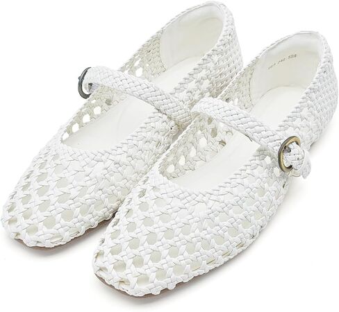 Womens Mary Jane Flats, Woven Mesh Buckle Strap Ballet Dressy Flat Sandals | Lightweight, Breathable Mesh, Non-Slip, Mary Jane in Kuwait