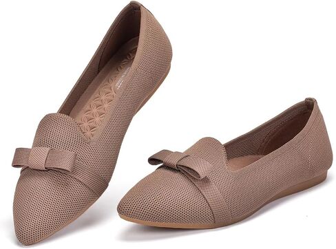BEJINASH Loafer Flats for Women Pointed Toe Ballet Flats with Bow Comfortable Knit Casual Dressy Flat Shoes for Office/Date/Travel in Kuwait