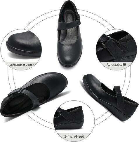 Womens Ballet Mary Jane Flats, Comfortable Business Office Dress Shoes for Women, Dressy & Work with Adjustable Strap, Arch Support Non-Slip Casual Flat Shoes in Kuwait