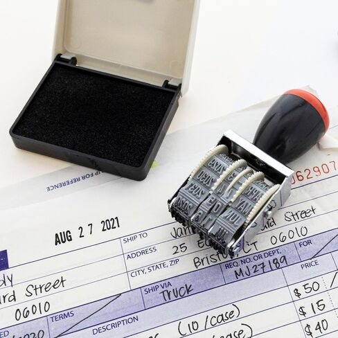 BAZIC Date Stamp and Ink Pad (Black Ink), 12 Years of Dates, Nickel-Plated Steel, Stamp Impression Size 1" x 0.15", Great for Office, Shipping, Receiving, Accounting, Expiration, Due Dates, 1-Pack in Saudi Arabia
